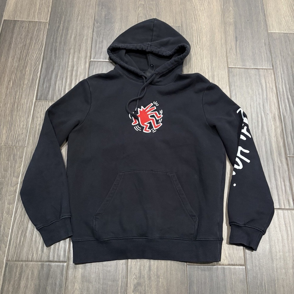 H&M Keith Haring Collaboration Hoodie Black Men's Medium Sweater Pullover
